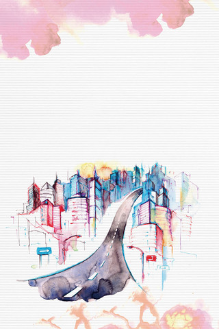 文明城市水彩画米色背景海报